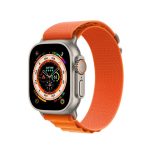 apple watch ultra titanium case with green alpine loop 2